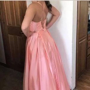 Peach prom dress with pockets